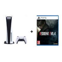 Sony PlayStation 5 (PS5) Játékkonzol, Fehér (lemezes verzió) + Resident Evil 4 Remake - PS5 lemezes játék