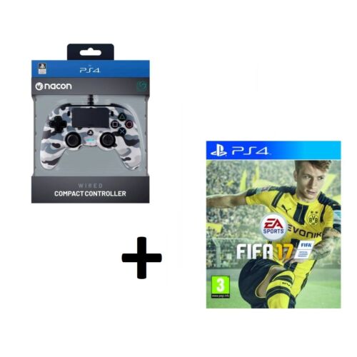 Nacon vezetékes kontroller, PS4, terepszínű + FIFA17 PS4 játék
