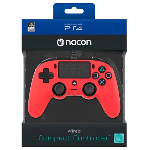 Nacon vezetékes kontroller, PS4, piros